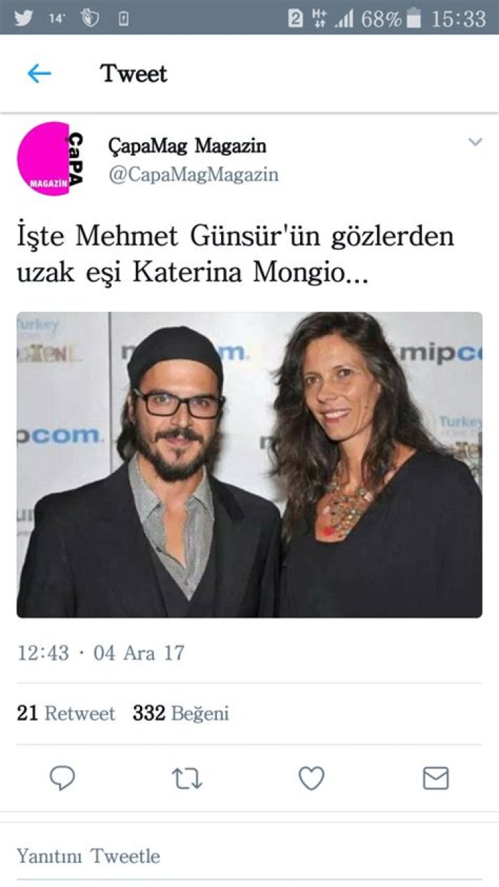 Mehmet Gunsur's Wife: Katerina Mongio
